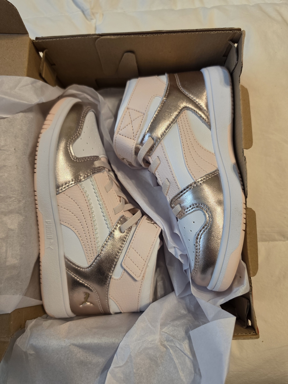 PUMA Kids' Pink & Silver High-Top Sneakers